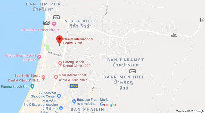 Location of the Phuket International Health Clinic Google Maps of Phuket International Health Clinic